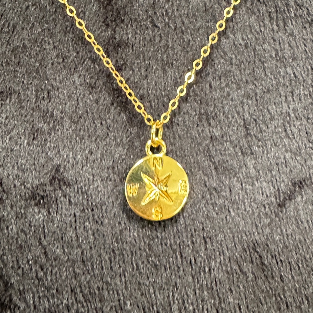 Handmade gold filled Compass Pendant Necklace
